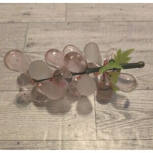 Handblown Pink & Frosted White Glass Grape Bundle MCM